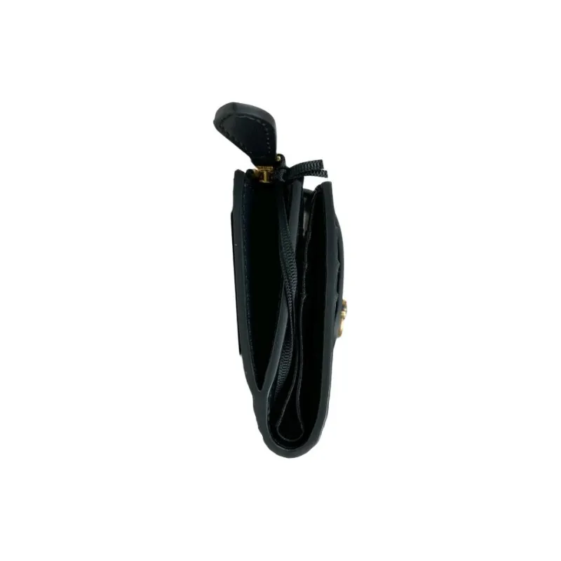 PINKO Calfskin Card Clip Wallets Women's Black-1