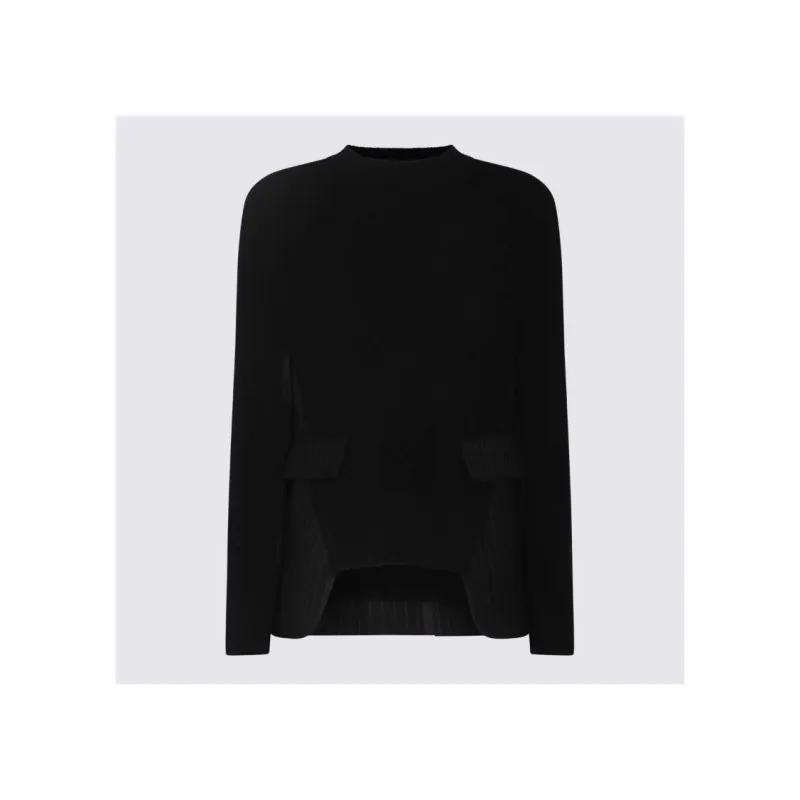 Sacai Chalk Stripe X Knit Pullover 'Black'-2