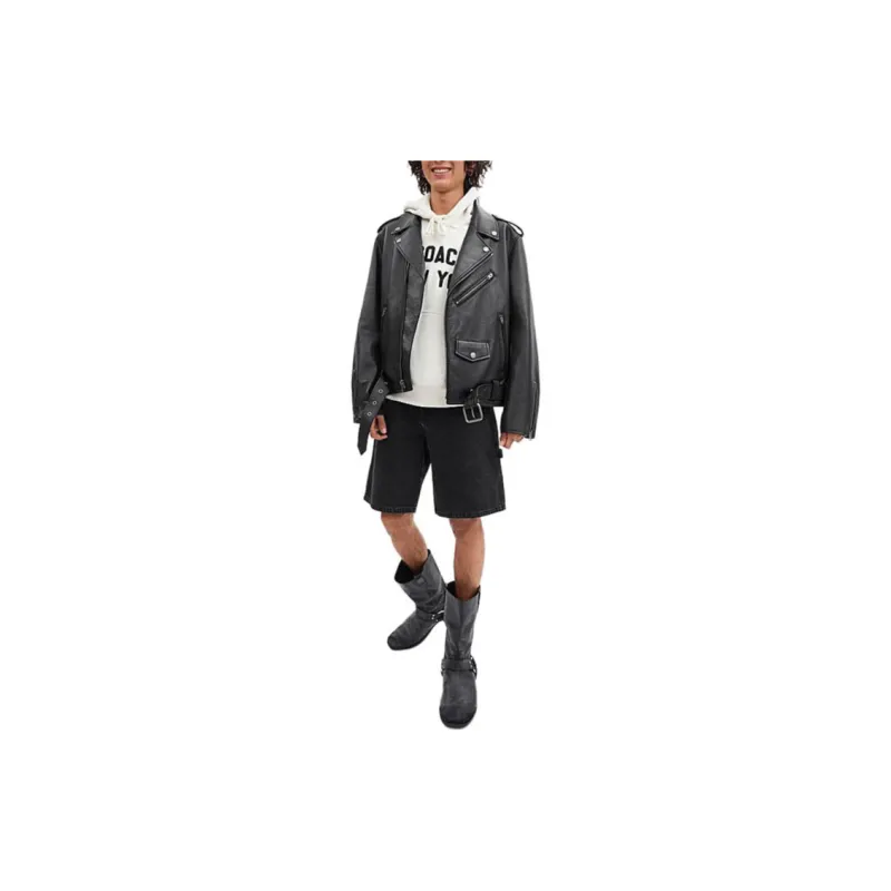 COACH SS24 Leather Jacket Men's Black-1