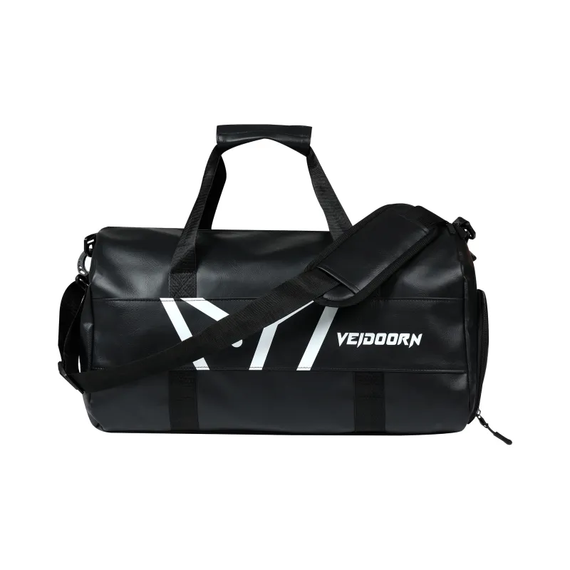 VEIDOORN PVC Leather Gym Bag Tubas Unisex Black-1