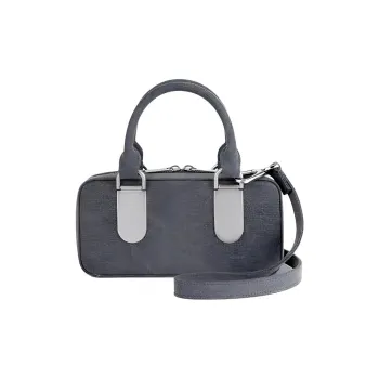 TAD FAB Fabric Boston Bag Handbags Small Size Women's Dark Grey Denim