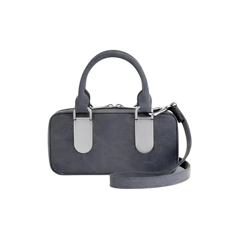 TAD FAB Fabric Boston Bag Handbags Small Size Women's Dark Grey Denim-0