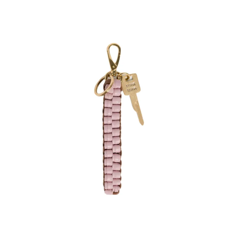 MIU MIU Leather Keychains Unisex Pink-1