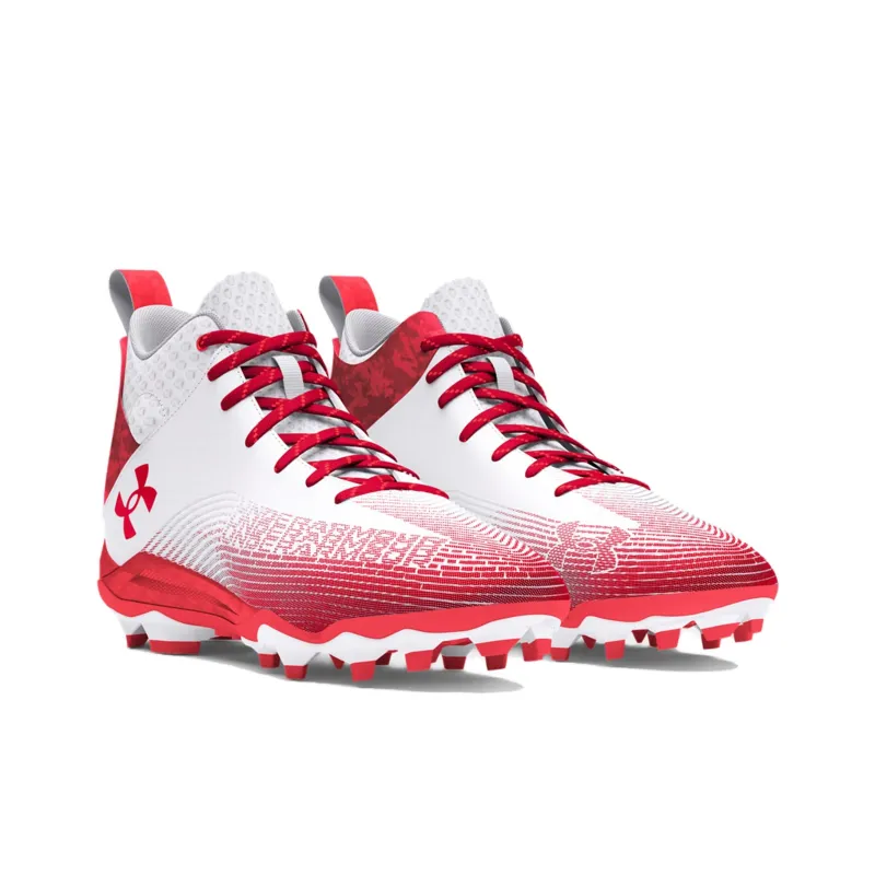 Under Armour Hammer 2 Anti Slip Wear Resistant Soccer Shoes Men's White Red-2