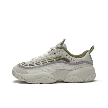 FILA FUSION Flame Shoes Anti-Slip Wear-Resistant Low-Top Vintage Basketball Shoes Men's Silver Gray