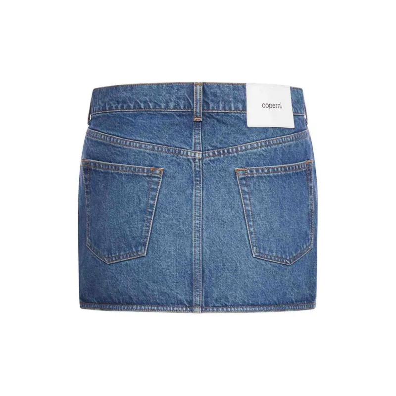 COPERNI Curved Hem Wrap Denim Mini Skirt-1