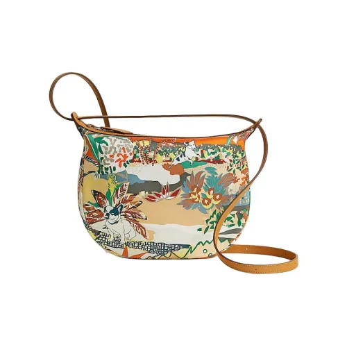 HERMES Swift Calfskin Crossbody Bag Shoulder Bag Women's Orange/Gray/Beige
