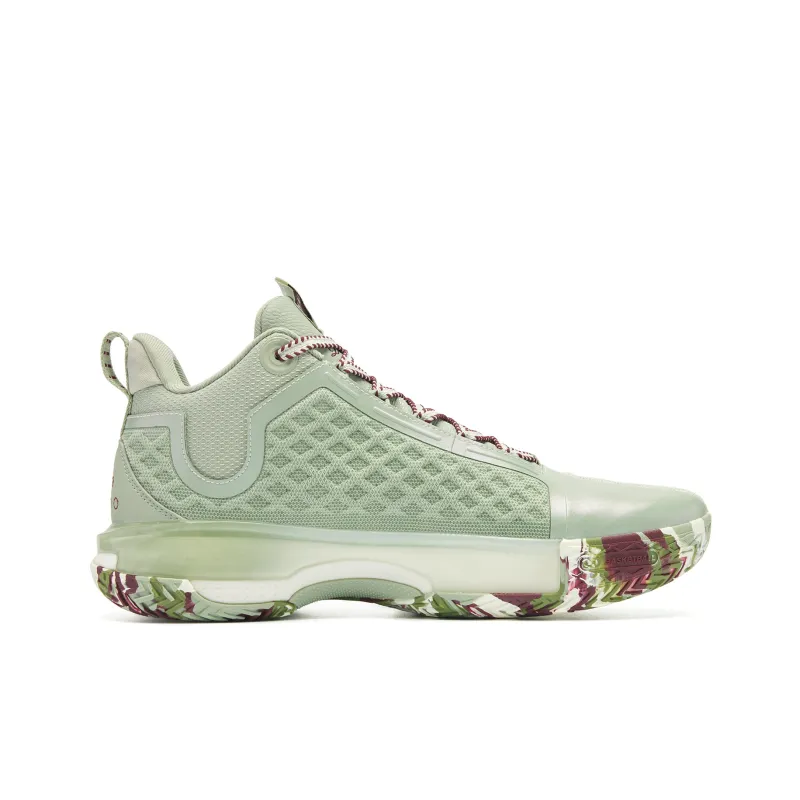 QIAODAN Battle Of The 7th Basketball Shoes Men Mid Top Gray Pea Green-1