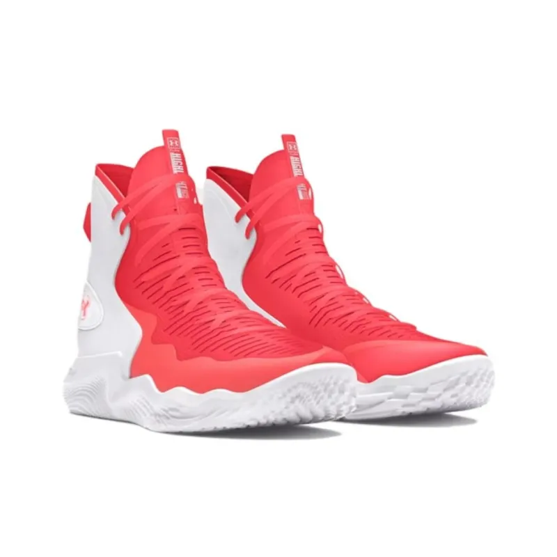 Under Armour Highlight Anti Slip Wear Resistant High Top Volleyball Shoes Women's White Red-2