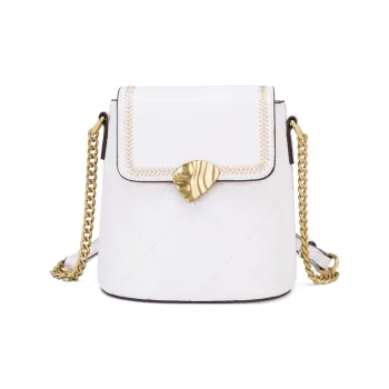 FAIRWHALE Cow Split Leather Shoulder Bag Crossbody Bag Regular Women's Raw White