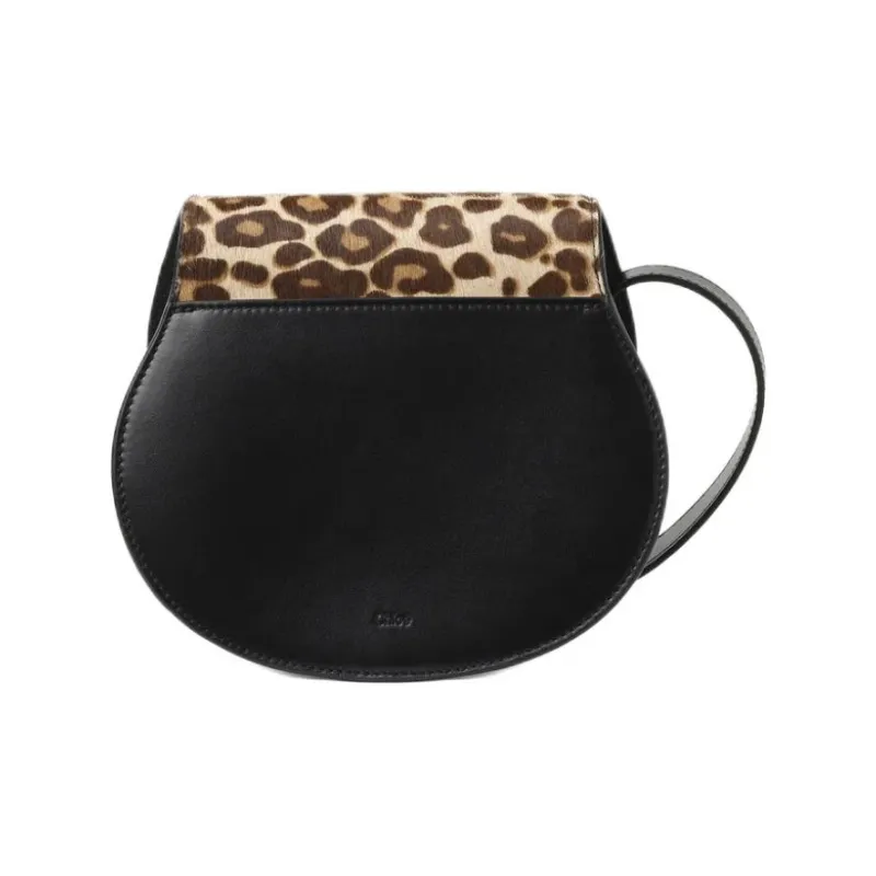 Chloe Marcie Calfskin Saddle Bag, Shoulder Bag Small Size Women's Jungle Brown-2