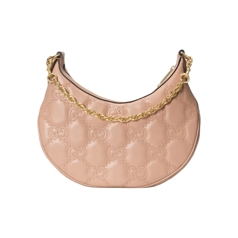GUCCI GG Matelassé Leather Handbag, Shoulder Bag Trumpets Women's Pink & Beige-4
