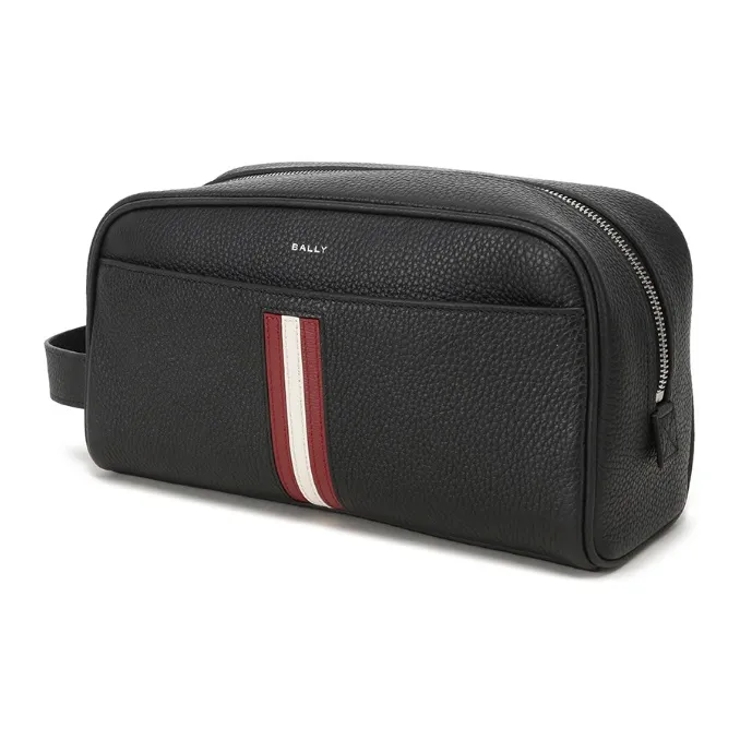 BALLY Cow Leather Toiletry Bag, Makeup Bag Men's Black-1