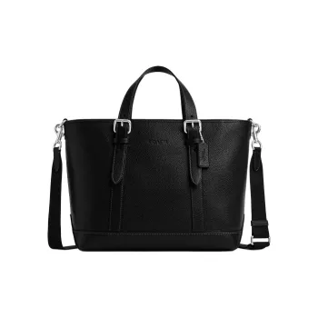 COACH Litchi Grain Leather Shoulder Bag, Crossbody Bag, Handbag Tubas Unisex Black