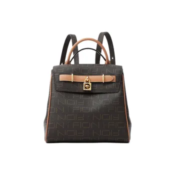 FION Coated Canvas Backpack Regular Women's Coffee/Camel