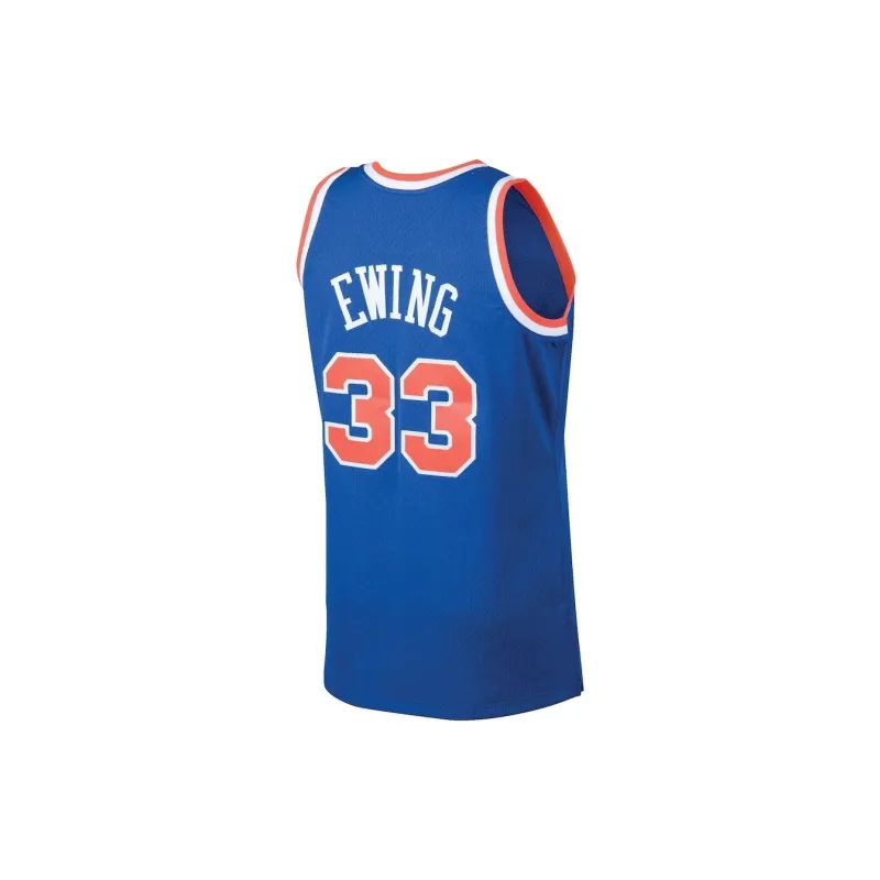 NBA New York Knicks Patrick Ewing 1991-92 Road Swingman Basketball Jerseys Men's Blue-1