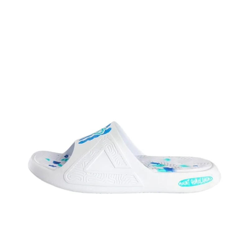PEAK Tai Ji1.0 EVA Totem Graffiti Slip-Resistant Abrasion-Resistant Slide Slippers Unisex Ivory Blue-0