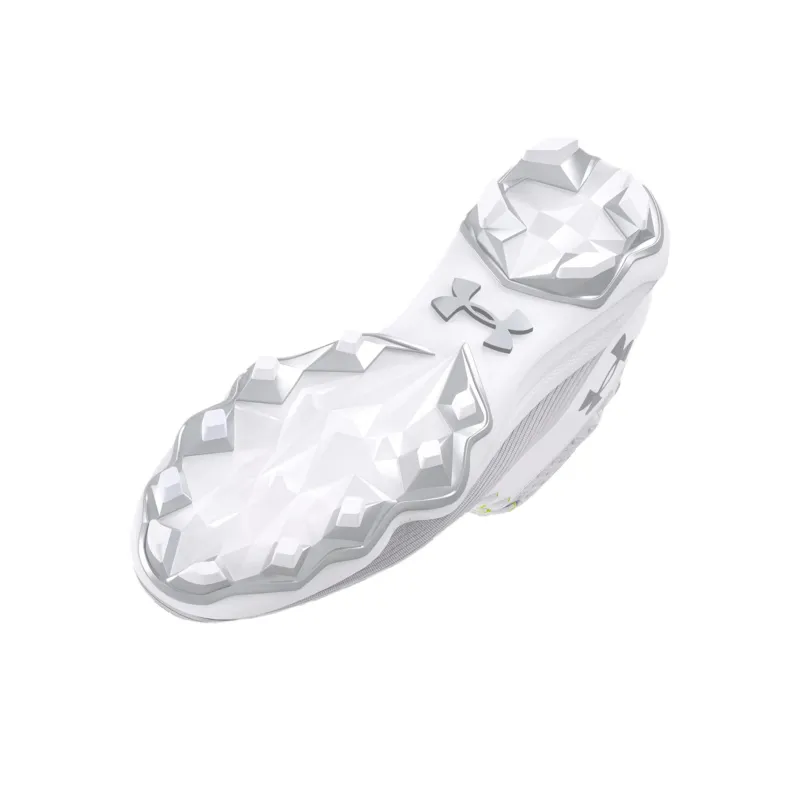 Under Armour Hammer 2 Anti Slip Wear Resistant Soccer Shoes Men's White Silver-4