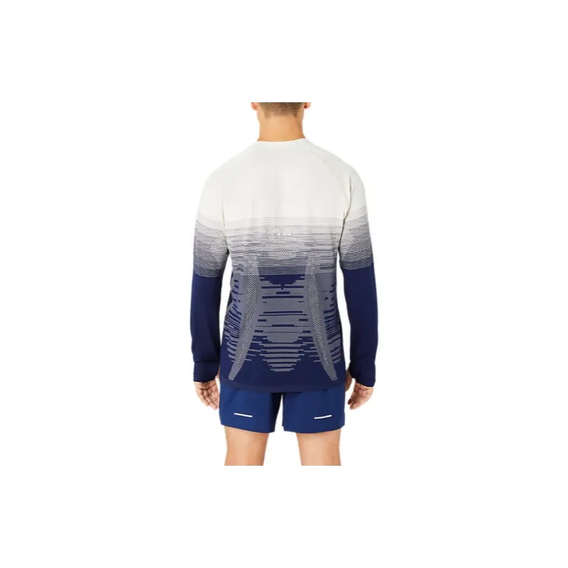 Asics LONG SEAMLESS SLEEVE TOP T-Shirt Men's Birch Wood/Blue-1