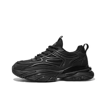 JEEP SPIRIT Height Increasing Wear-Resistant Lightweight Breathable Slip-Resistant Low-Top Chunky Sneakers Men's Black