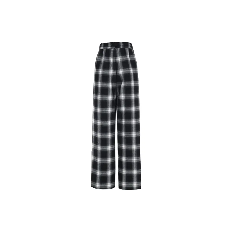 MJB Casual Pants Women's Black White Plaid-4