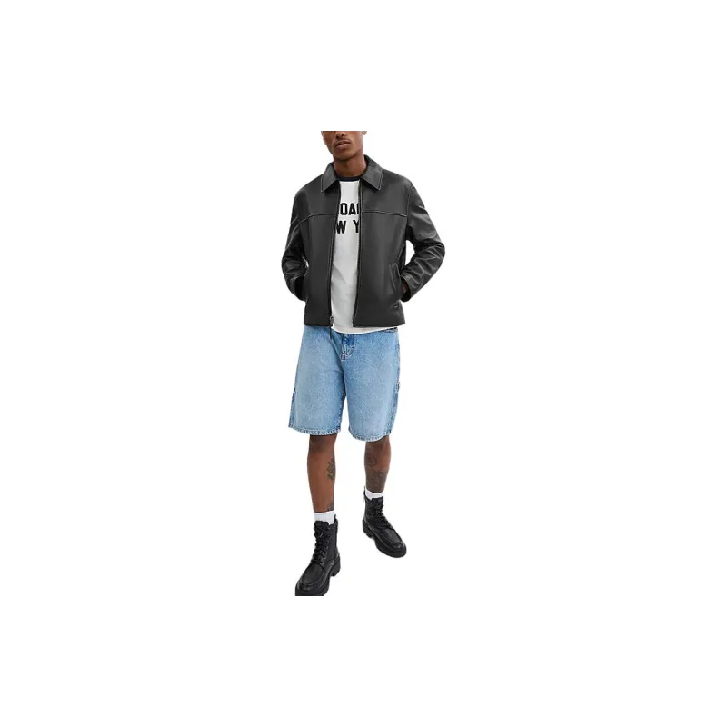 COACH FW24 Leather Jacket Men's Black-2