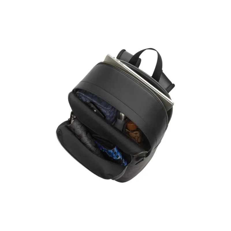 COACH Pebbled Leather Backpack Tubas Men's Bronze & Black-3