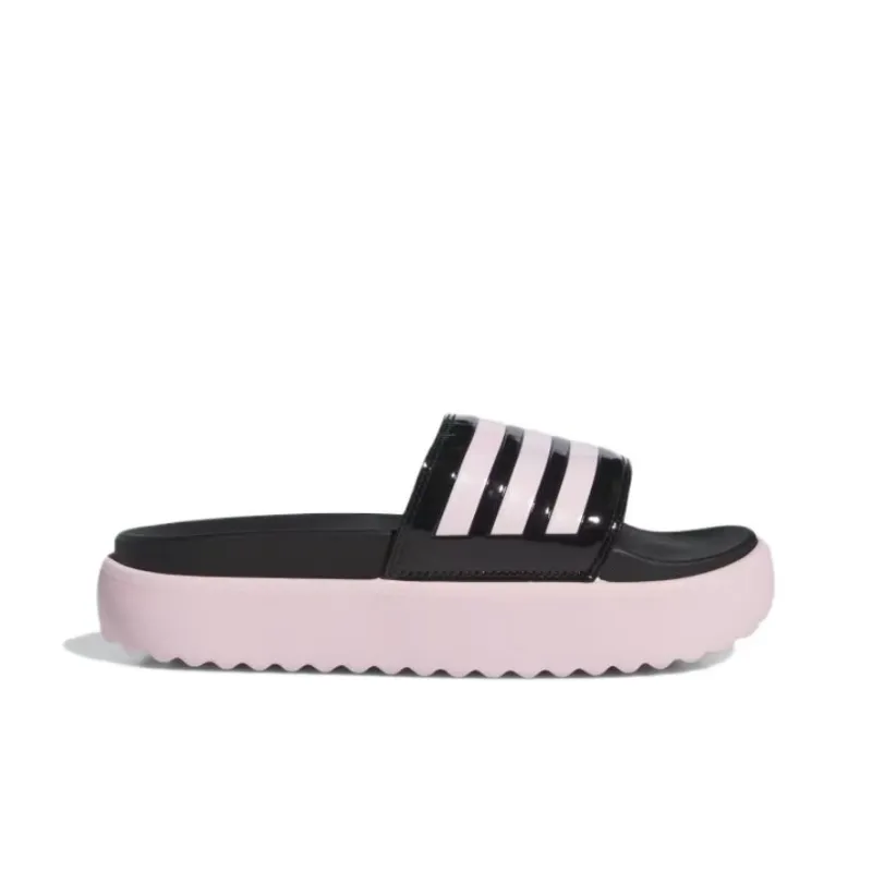 Adidas Adilette Platform Slides Core Black Clear Pink Women's-1