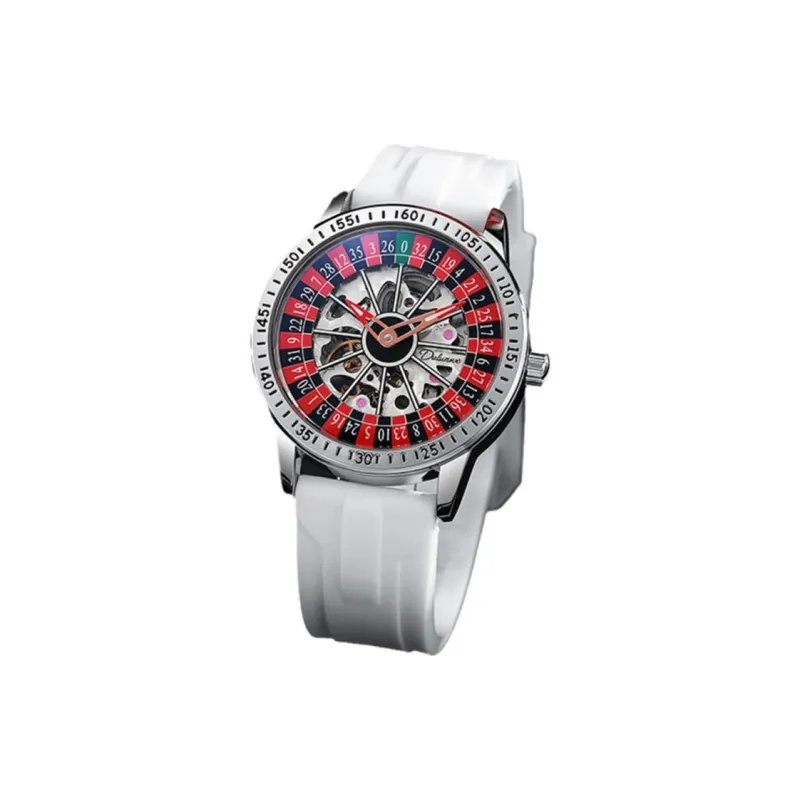 Dulunwe Automatic Mechanical Movement Silicone Strap Watch Men's Watches Cut-Out Dial-2
