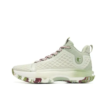 QIAODAN Battle Of The 7th Basketball Shoes Men Mid Top Gray Pea Green