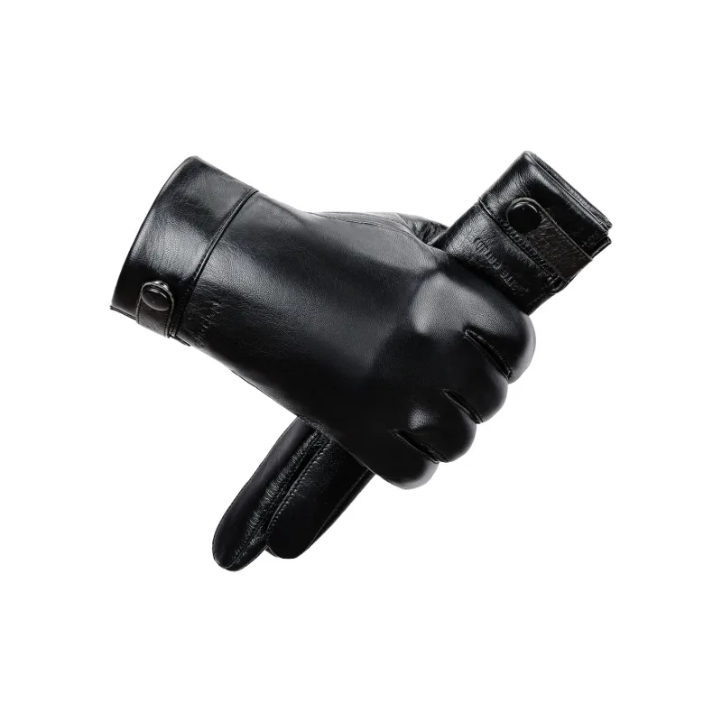 PIERRE CARDIN Sheepskin Gloves Men's Black-0