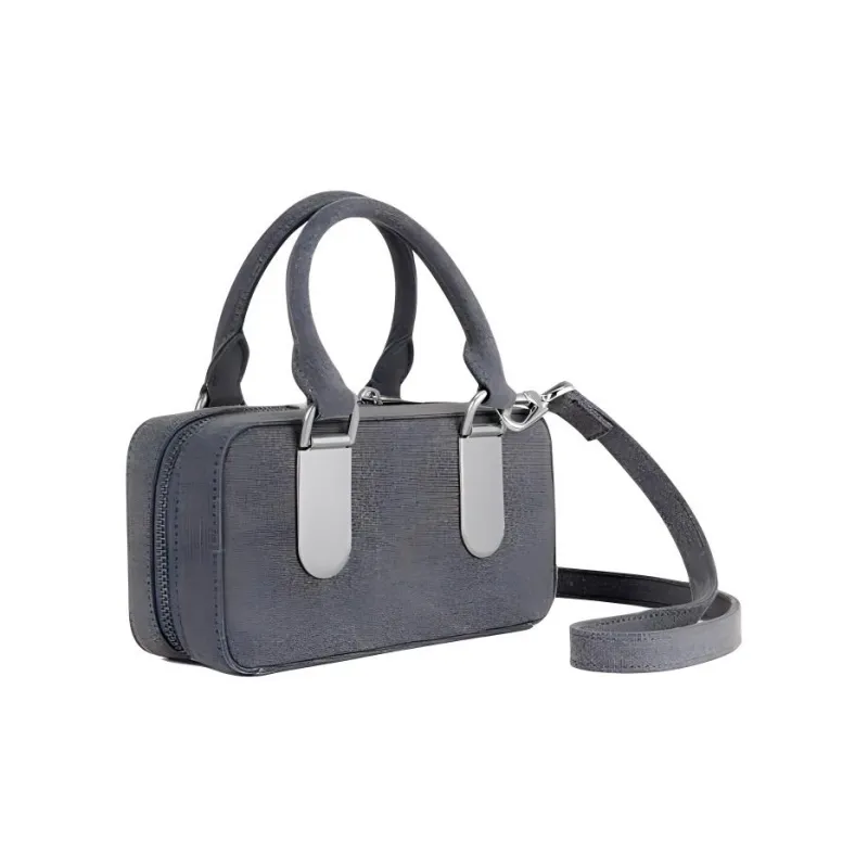 TAD FAB Fabric Boston Bag Handbags Small Size Women's Dark Grey Denim-1
