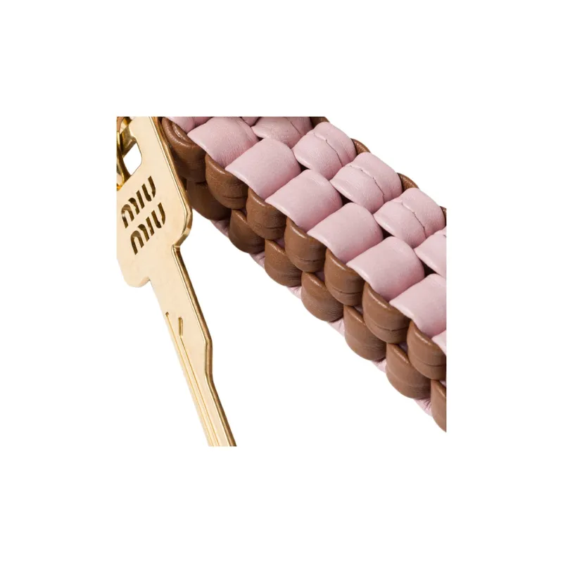 MIU MIU Leather Keychains Unisex Pink-2