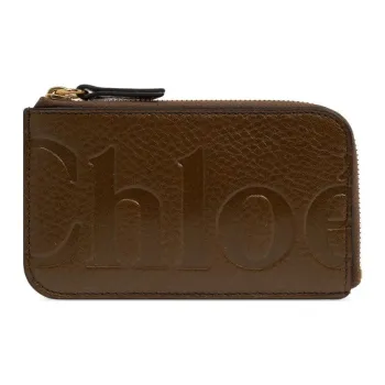 Chloe Leather Card Holder Women's Dark Brown