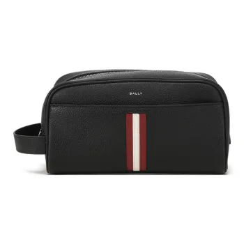 BALLY Cow Leather Toiletry Bag, Makeup Bag Men's Black