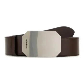 MIU MIU Calfskin Leather Belts Women's Brown Style 4.5CM