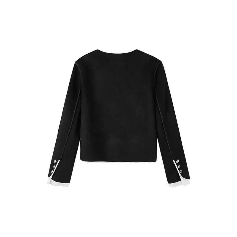 Yu Qianwen Cropped Coats Women's Black-1