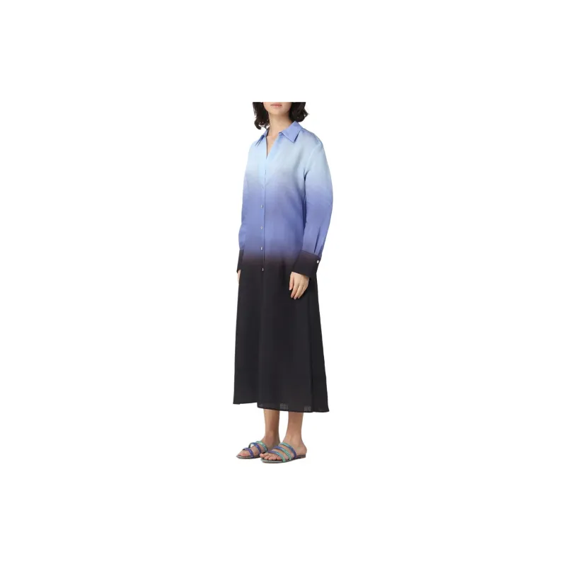 VINCE Long-Sleeved Dresses Women's Blue Black-2