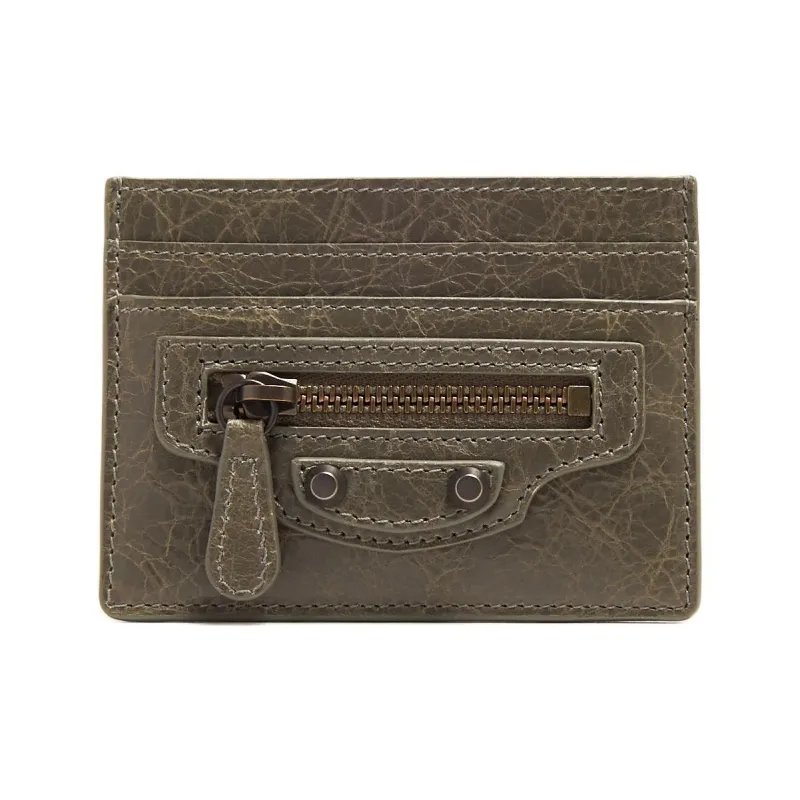 Balenciaga Leather Card Holder Women's Green-0