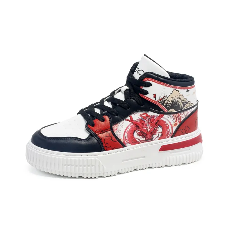 OUGLEMEN Box Coverage Lightweight Slip Resistant Mid Top Skateboard Shoes Unisex-2