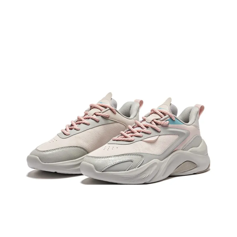 Erke Anti-Slip And Wear-Resistant Breathable Low-Top Casual Shoes Women's Gray Pink-1