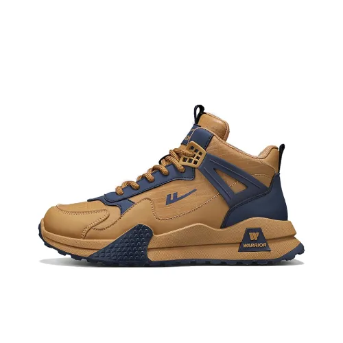 Warrior Height Increasing Wear Resistant Lightweight Slip Resistant High Top Casual Shoes Men's Brown Dark Blue