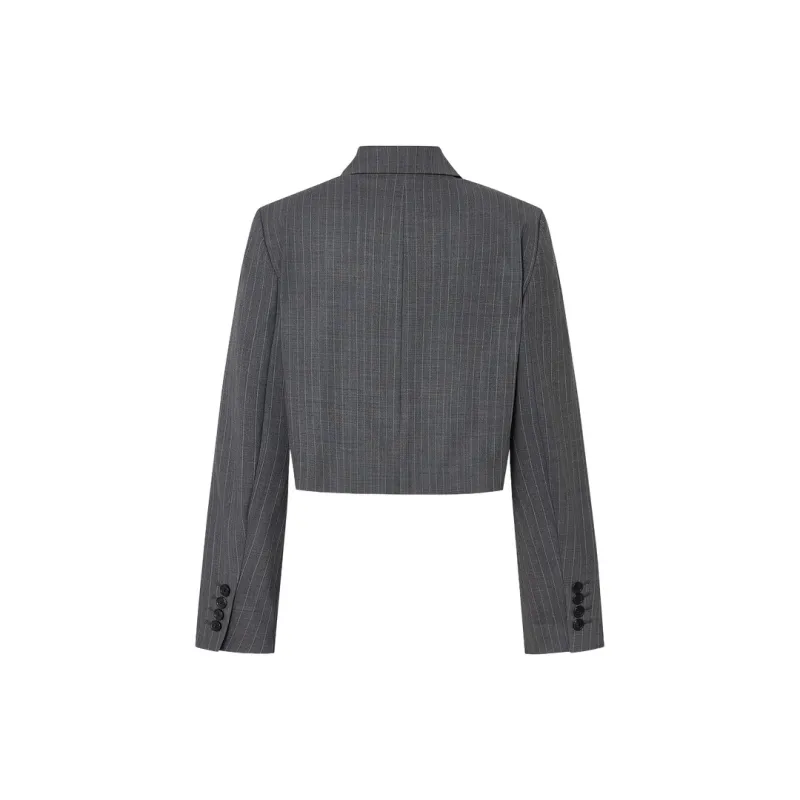 MOCO Business Suit Women's Gray White Stripes-1
