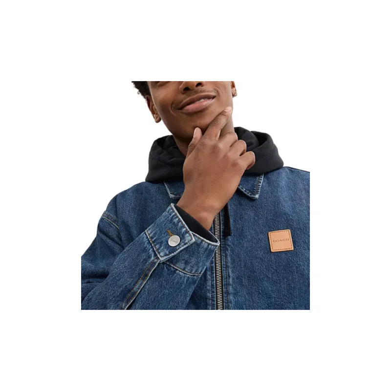 COACH FW24 Denim Jacket Men's Dark Color Washable-4