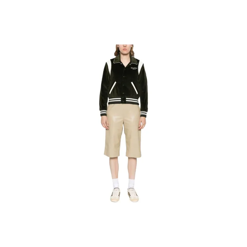 SPORTY & RICH Logo embroidered Corduroy Bomber Jacket-2