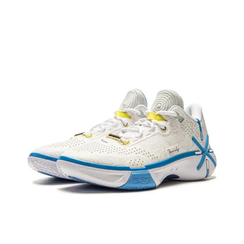 LINING Wode Phantom 6 Basketball Shoes Men Low Top White Blue-2