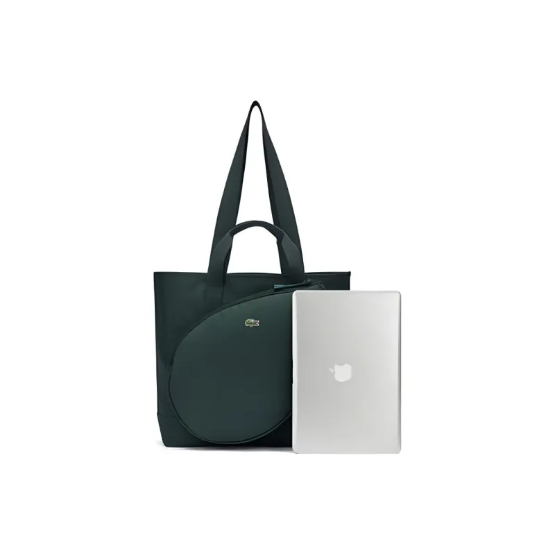 LACOSTE Fabric Tote Bag, Shopping Bag, Handbag, Shoulder Bag Unisex Dark Green-3