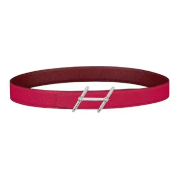 HERMES Leather Leather Belts Men's Red -