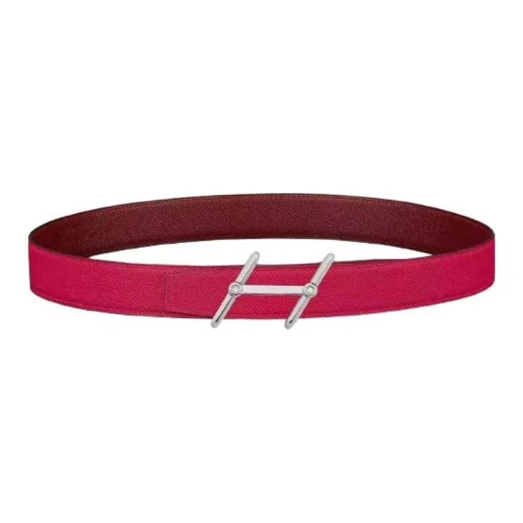 HERMES Leather Leather Belts Men's Red --0