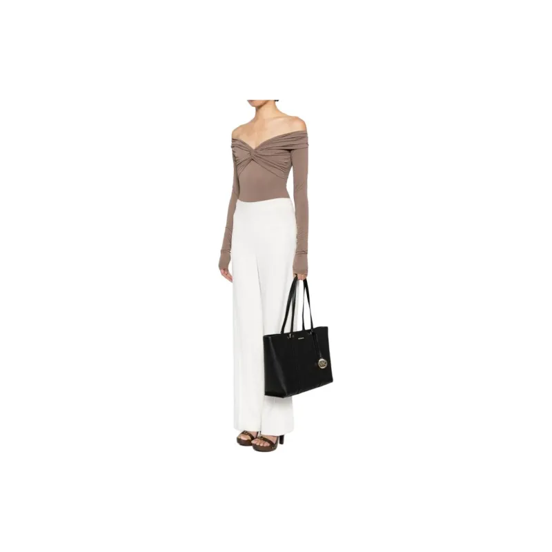 MICHAEL KORS Leather Tote Bag Shopping Bag Shoulder Bag Handbag Large Size Women's Black-4